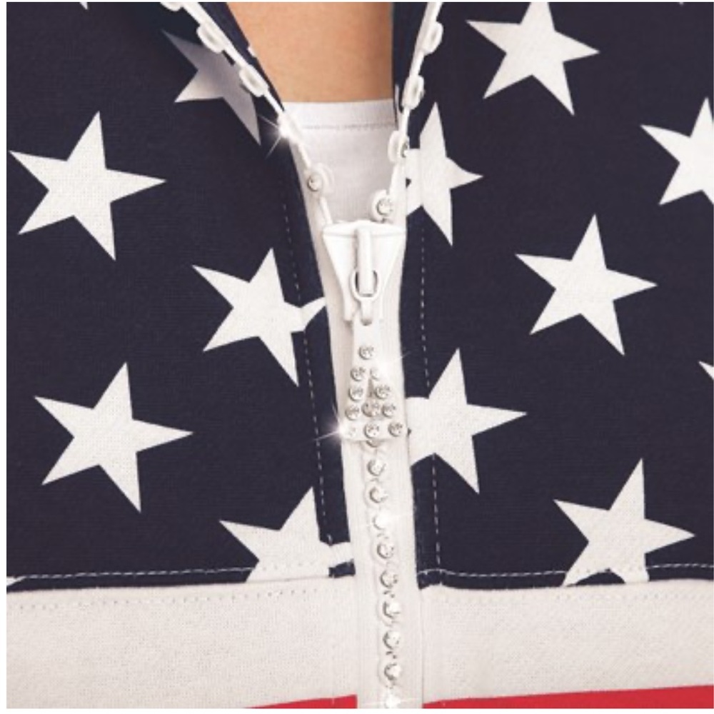 Isaac’s Designs American Flag Zippered Jacket Size Medium (Ladies size 10-12) - Picture 5 of 17